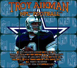 Troy Aikman NFL Football (USA) Title Screen